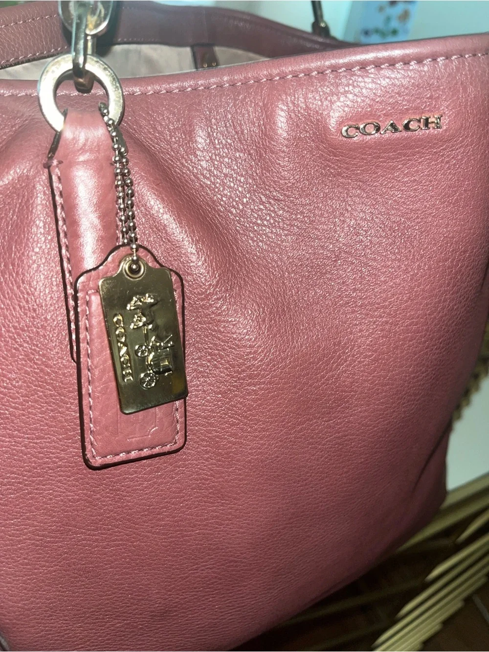 Coach Leather Tote in Dusty Rose